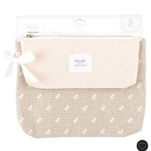 Sugar‎ Paper Essentials 2pk Pouch Womens OS Flax Pink Floral Fabric NWT